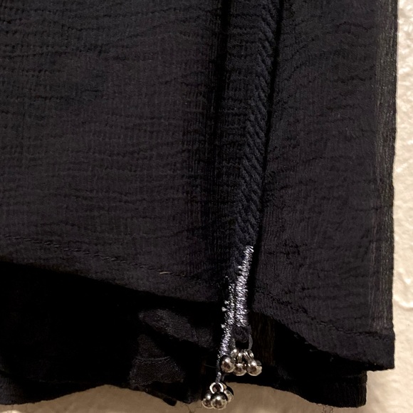 Balletcore Free People Black V Neck Drawstring Waist Dress Sz M - Picture 2 of 6